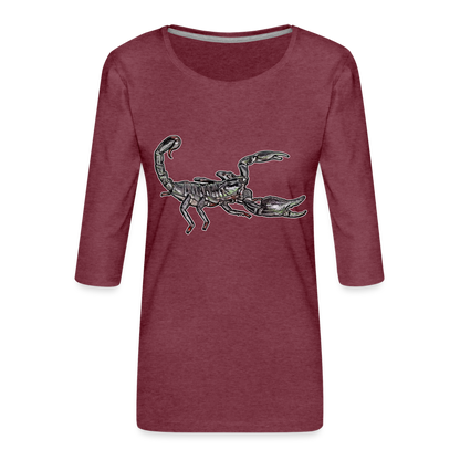 Frauen 3/4-Arm Shirt Heterometrus silenus - Bordeauxrot meliert