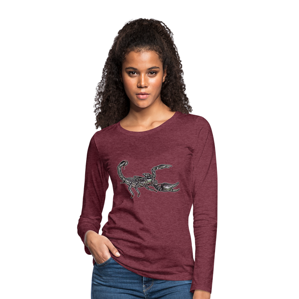 Frauen Longsleeve Heterometrus silenus - Bordeauxrot meliert