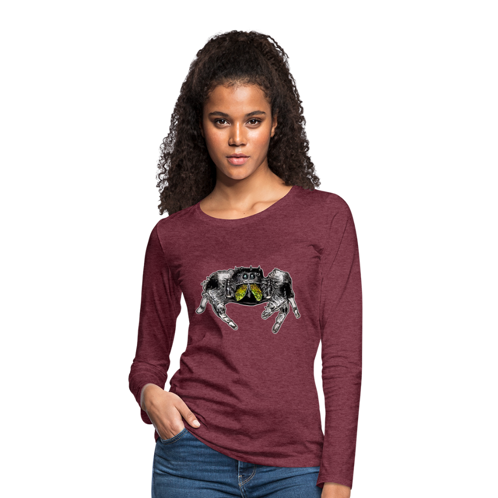 Frauen Longsleeve Phidippus regius Rastafari male - Bordeauxrot meliert