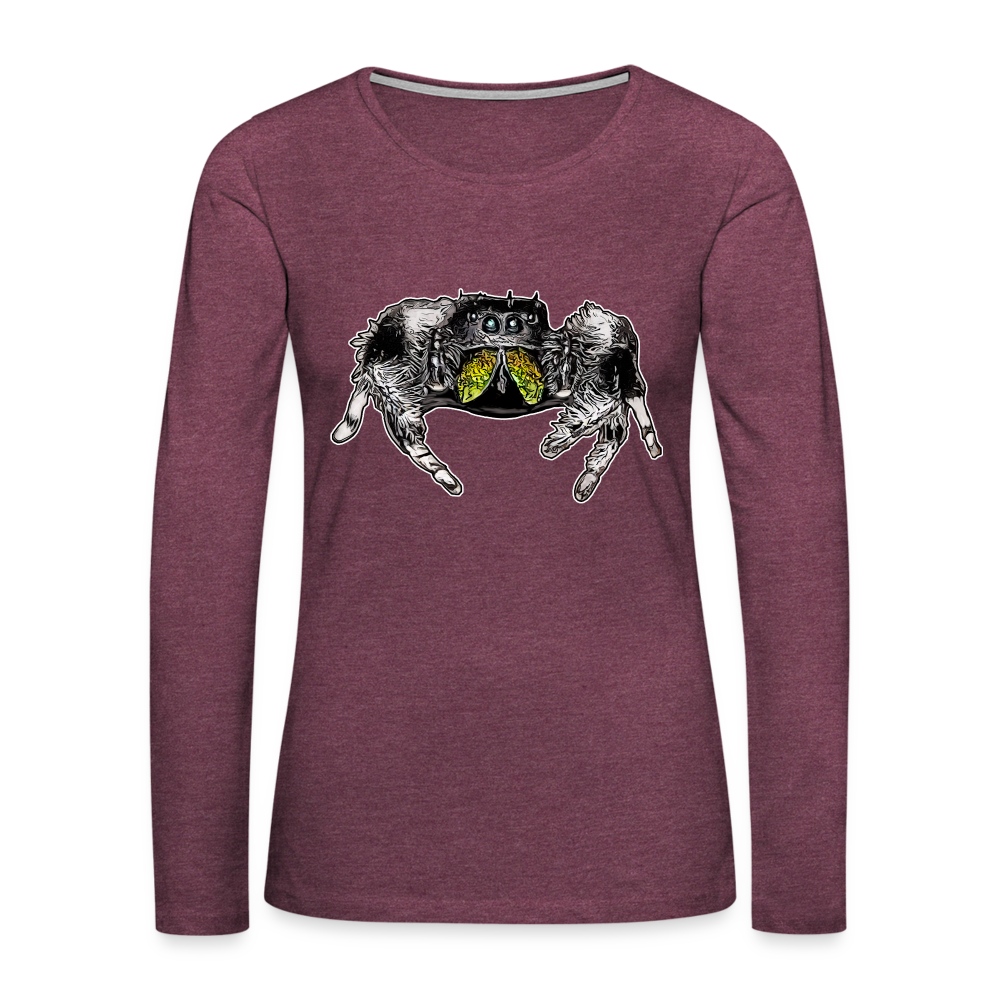 Frauen Longsleeve Phidippus regius Rastafari male - Bordeauxrot meliert