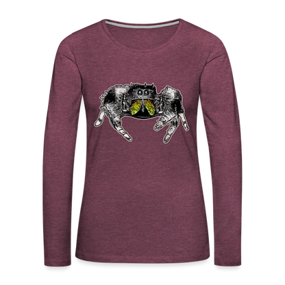 Frauen Longsleeve Phidippus regius Rastafari male - Bordeauxrot meliert