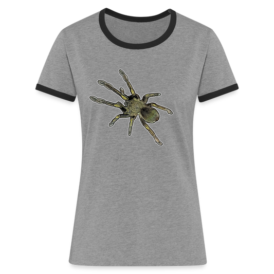 Frauen Kontrast-T-Shirt Ephebopus murinus - Grau meliert/Schwarz