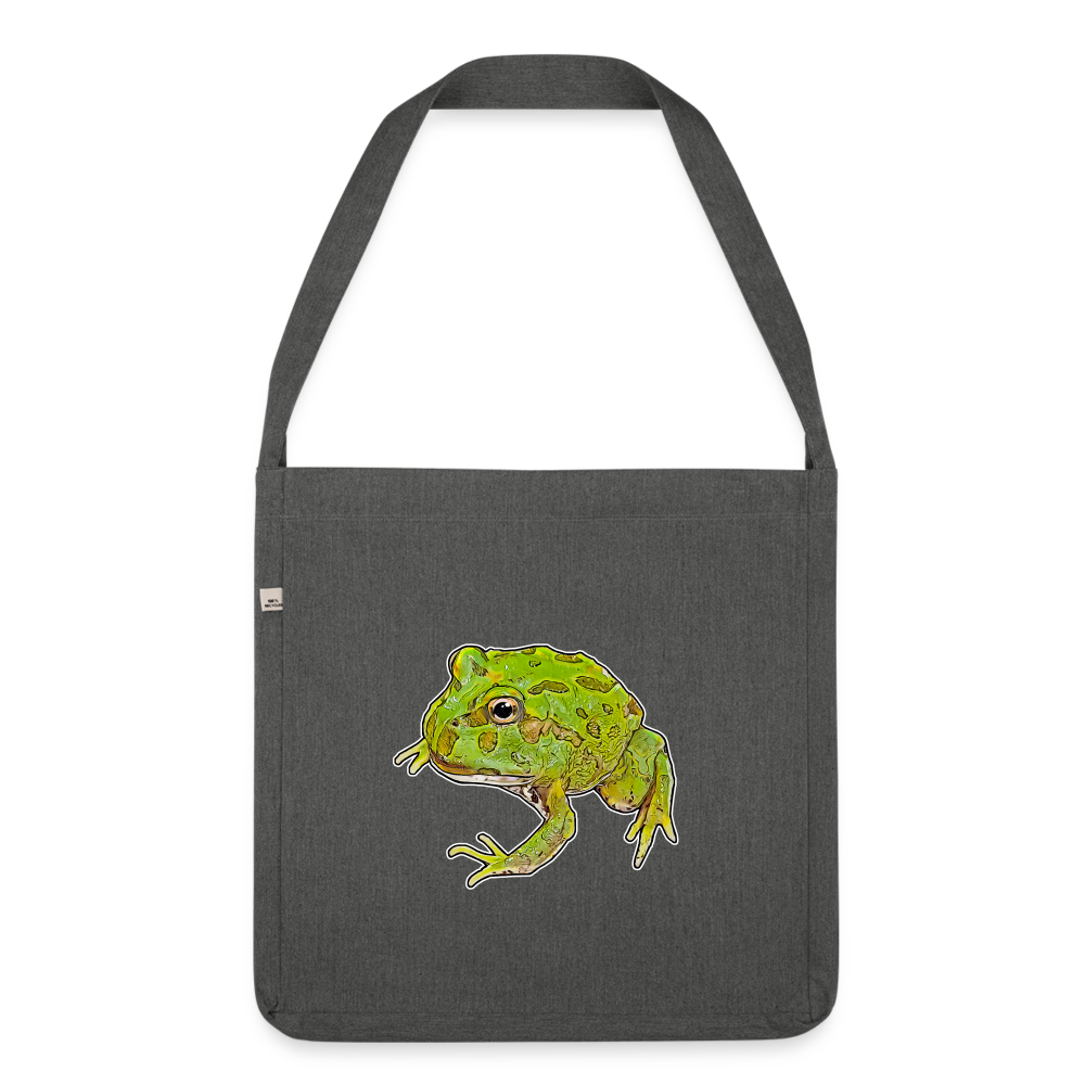 Recycling Schultertasche Ceratophrys cranwelli Peppermint Blue - Dunkelgrau meliert