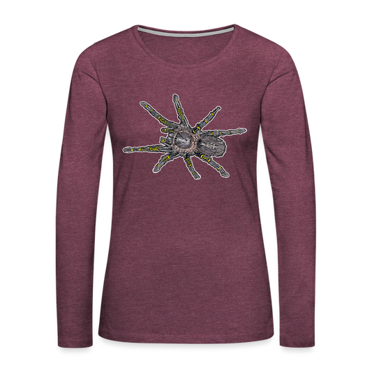Frauen Longsleeve Grammostola pulchripes - Bordeauxrot meliert