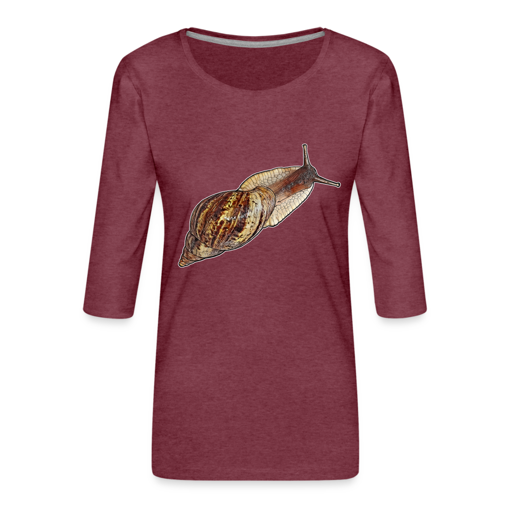 Frauen 3/4-Arm Shirt Achatina reticulata wildfarben - Bordeauxrot meliert