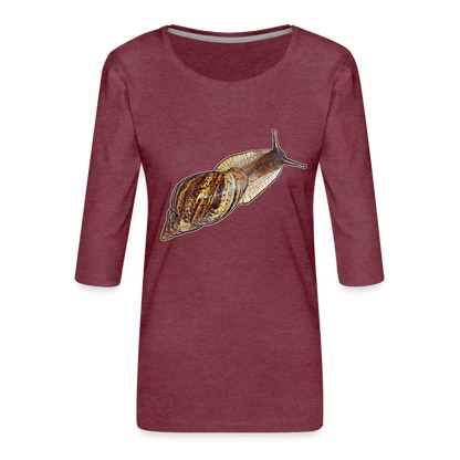 Frauen 3/4-Arm Shirt Achatina reticulata wildfarben - Bordeauxrot meliert