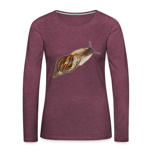 Frauen Longsleeve Achatina reticulata wildfarben - Bordeauxrot meliert
