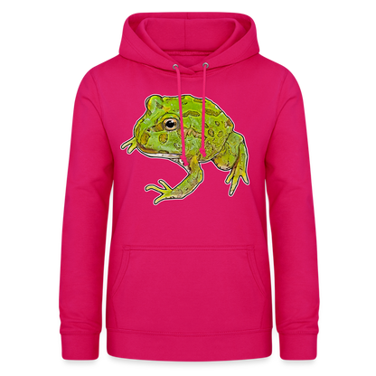 Frauen Freizeit-Hoodie Ceratophrys cranwelli Peppermint Blue - dunkles Pink
