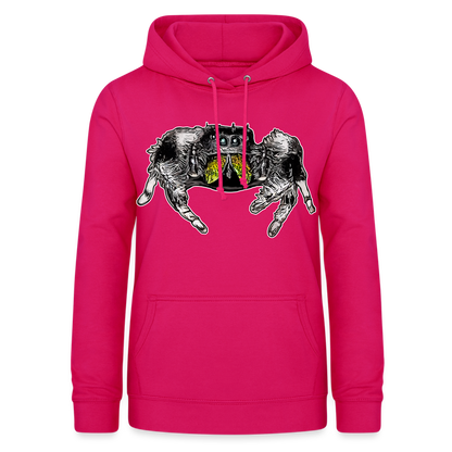 Frauen Freizeit-Hoodie Phidippus regius Rastafari male - dunkles Pink