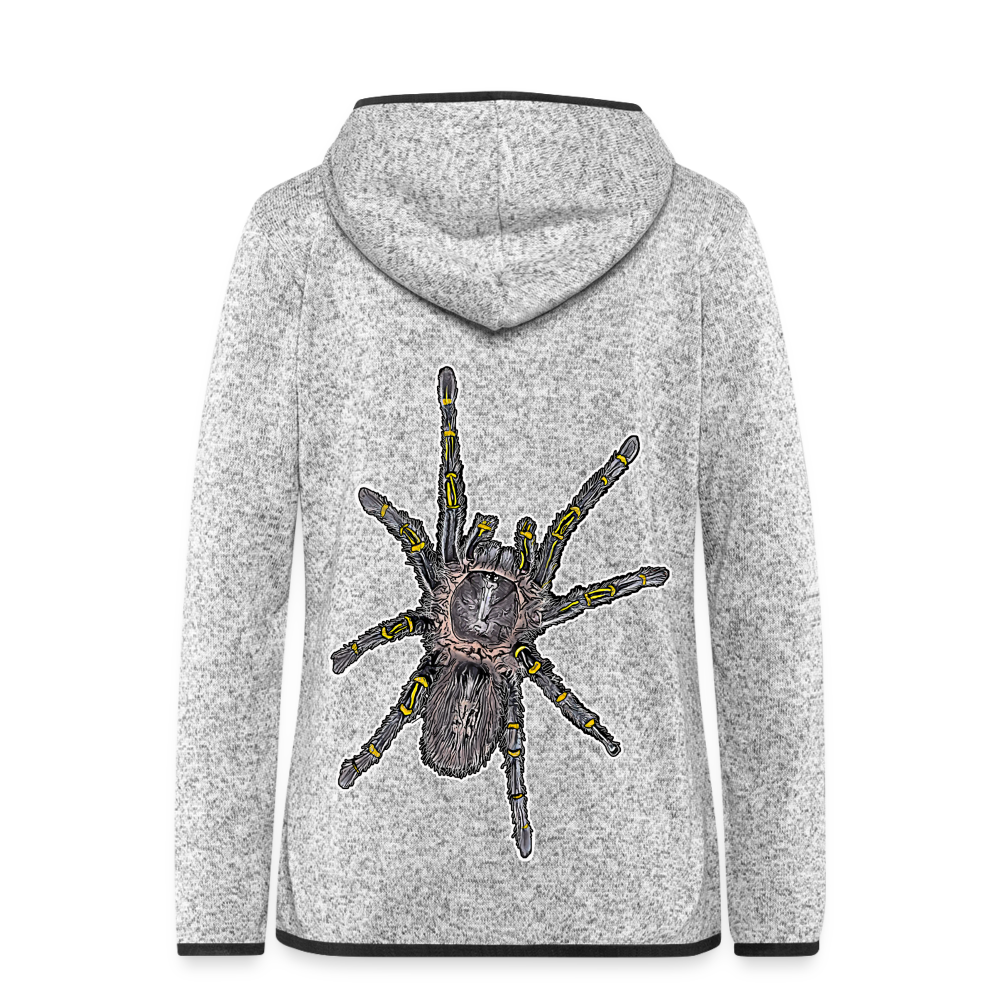 Frauen Kapuzen-Fleecejacke Grammostola pulchripes - Hellgrau meliert