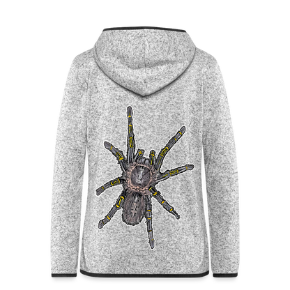 Frauen Kapuzen-Fleecejacke Grammostola pulchripes - Hellgrau meliert