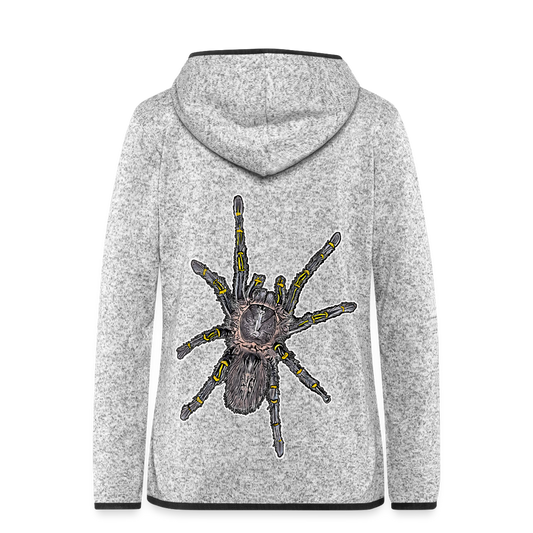 Frauen Kapuzen-Fleecejacke Grammostola pulchripes - Hellgrau meliert