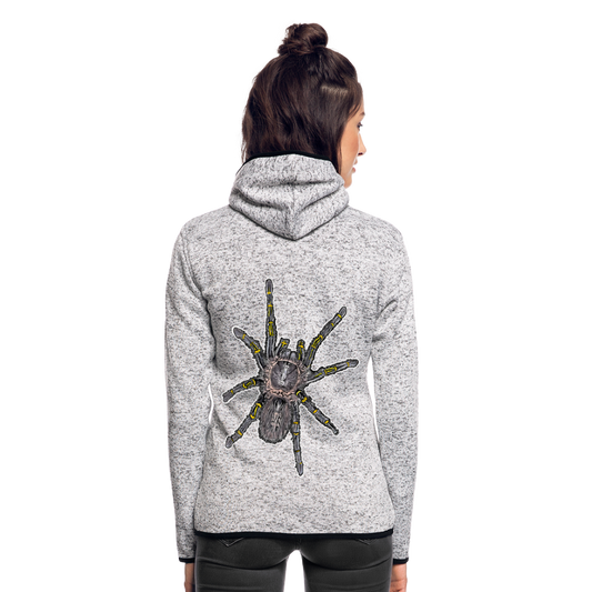 Frauen Kapuzen-Fleecejacke Grammostola pulchripes - Hellgrau meliert