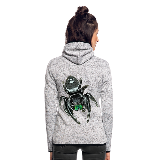 Frauen Kapuzen-Fleecejacke Phidippus regius White Bahamas male - Hellgrau meliert