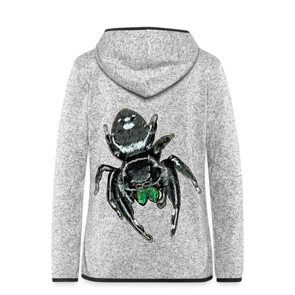 Frauen Kapuzen-Fleecejacke Phidippus regius White Bahamas male - Hellgrau meliert