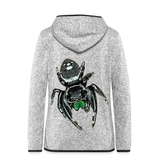 Frauen Kapuzen-Fleecejacke Phidippus regius White Bahamas male - Hellgrau meliert