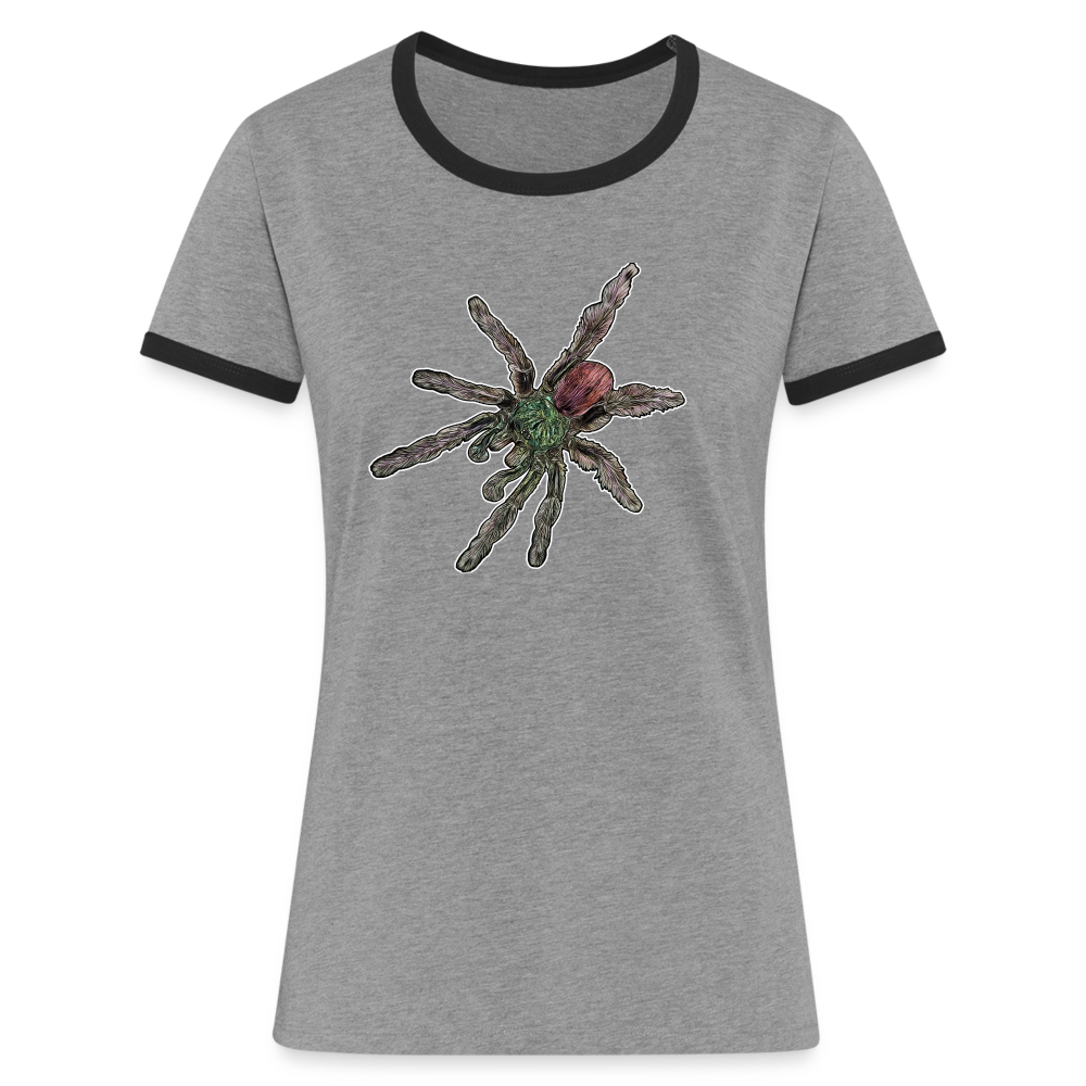 Frauen Kontrast-T-Shirt Caribena versicolor - Grau meliert/Schwarz