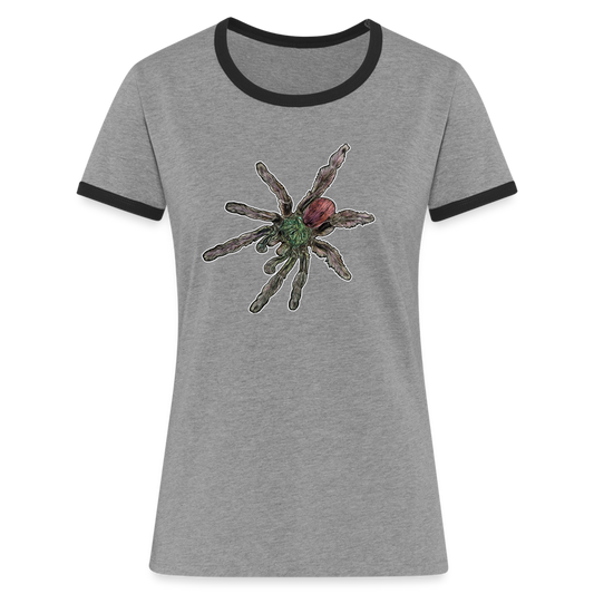 Frauen Kontrast-T-Shirt Caribena versicolor - Grau meliert/Schwarz
