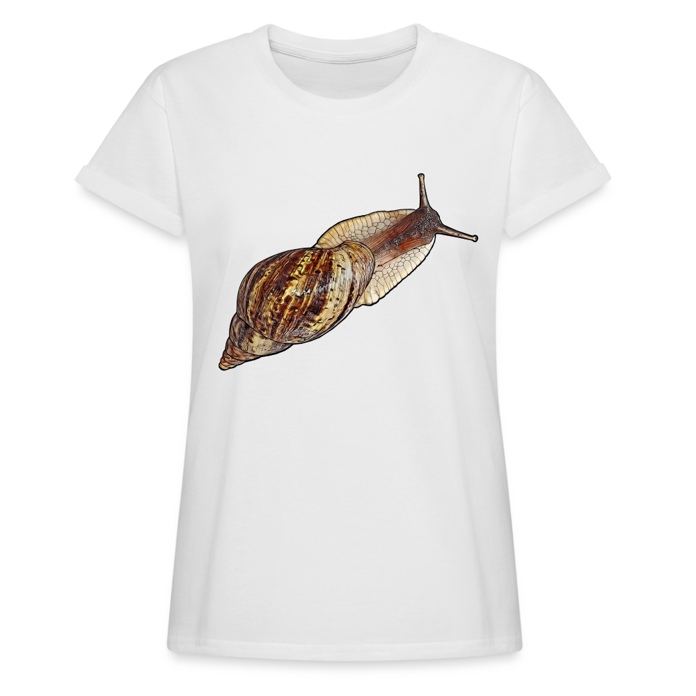 Frauen Oversized T-Shirt Achatina reticulata wildfarben - weiß