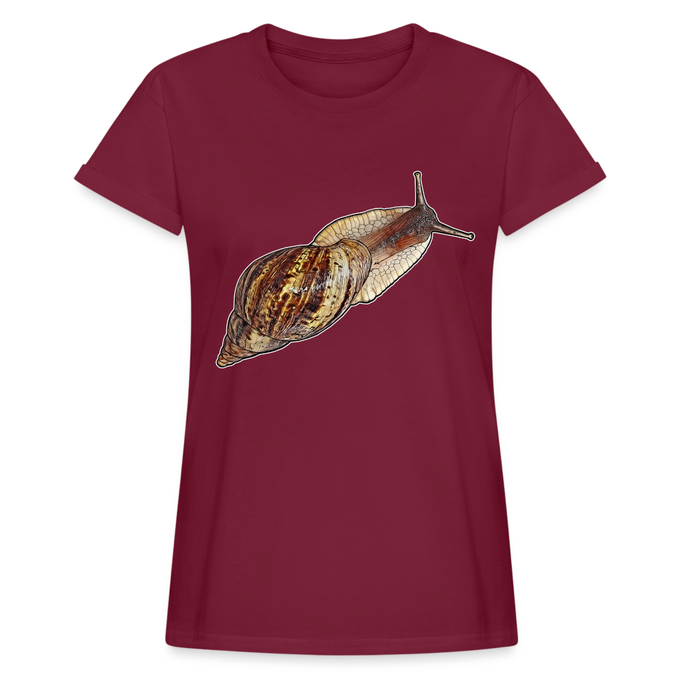 Frauen Oversized T-Shirt Achatina reticulata wildfarben - Bordeaux