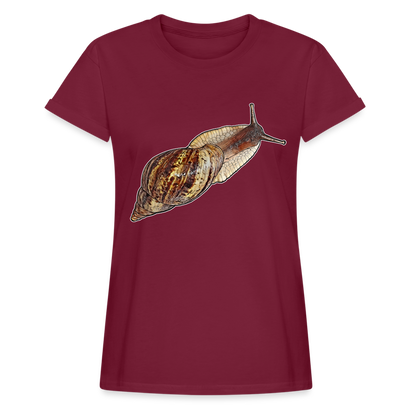 Frauen Oversized T-Shirt Achatina reticulata wildfarben - Bordeaux