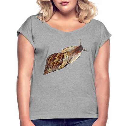 Frauen T-Shirt mit gerollten Ärmeln Achatina reticulata wildfarben - Grau meliert
