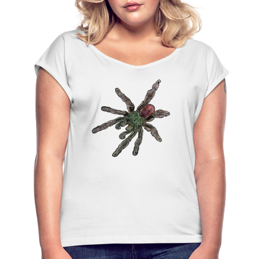 Frauen T-Shirt mit gerollten Ärmeln Caribena versicolor - weiß