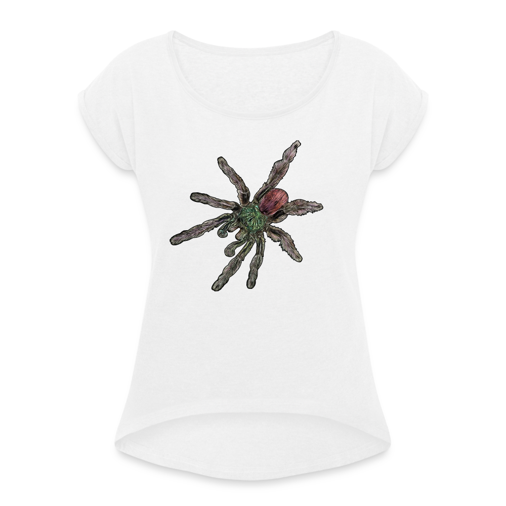 Frauen T-Shirt mit gerollten Ärmeln Caribena versicolor - weiß