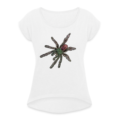 Frauen T-Shirt mit gerollten Ärmeln Caribena versicolor - weiß