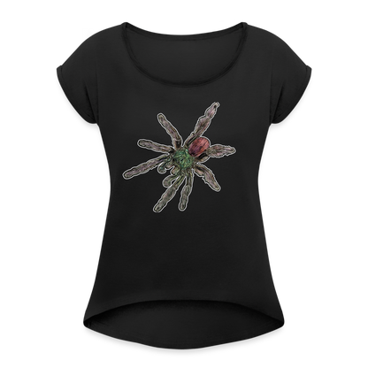 Frauen T-Shirt mit gerollten Ärmeln Caribena versicolor - Schwarz