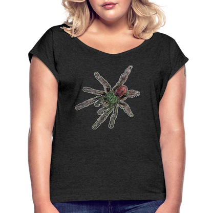 Frauen T-Shirt mit gerollten Ärmeln Caribena versicolor - Schwarz meliert