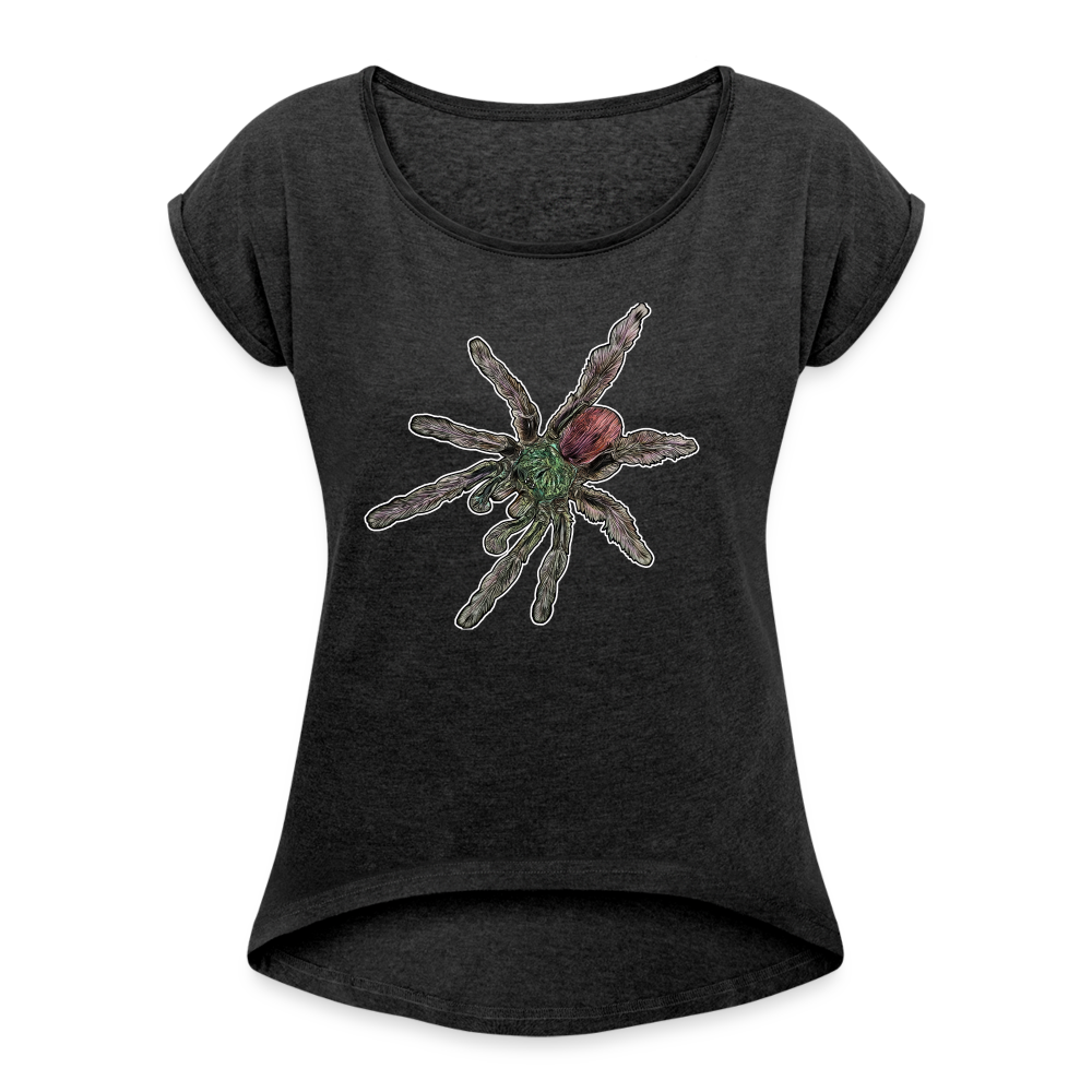 Frauen T-Shirt mit gerollten Ärmeln Caribena versicolor - Schwarz meliert