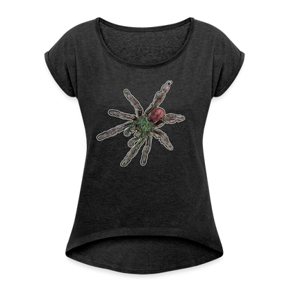 Frauen T-Shirt mit gerollten Ärmeln Caribena versicolor - Schwarz meliert