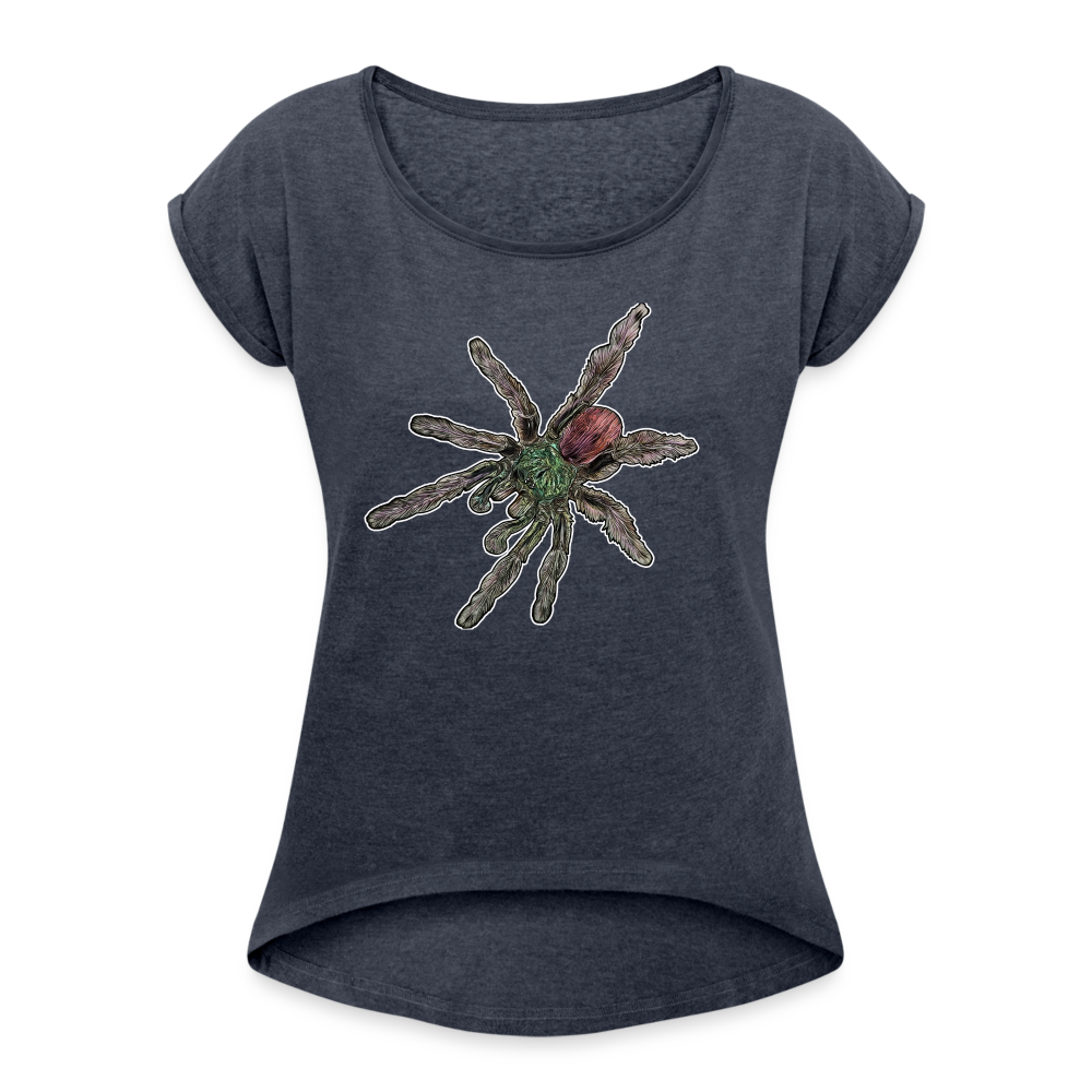 Frauen T-Shirt mit gerollten Ärmeln Caribena versicolor - Navy meliert