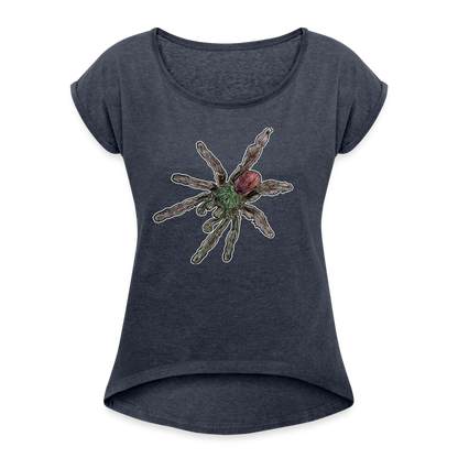 Frauen T-Shirt mit gerollten Ärmeln Caribena versicolor - Navy meliert