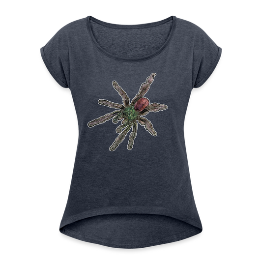 Frauen T-Shirt mit gerollten Ärmeln Caribena versicolor - Navy meliert