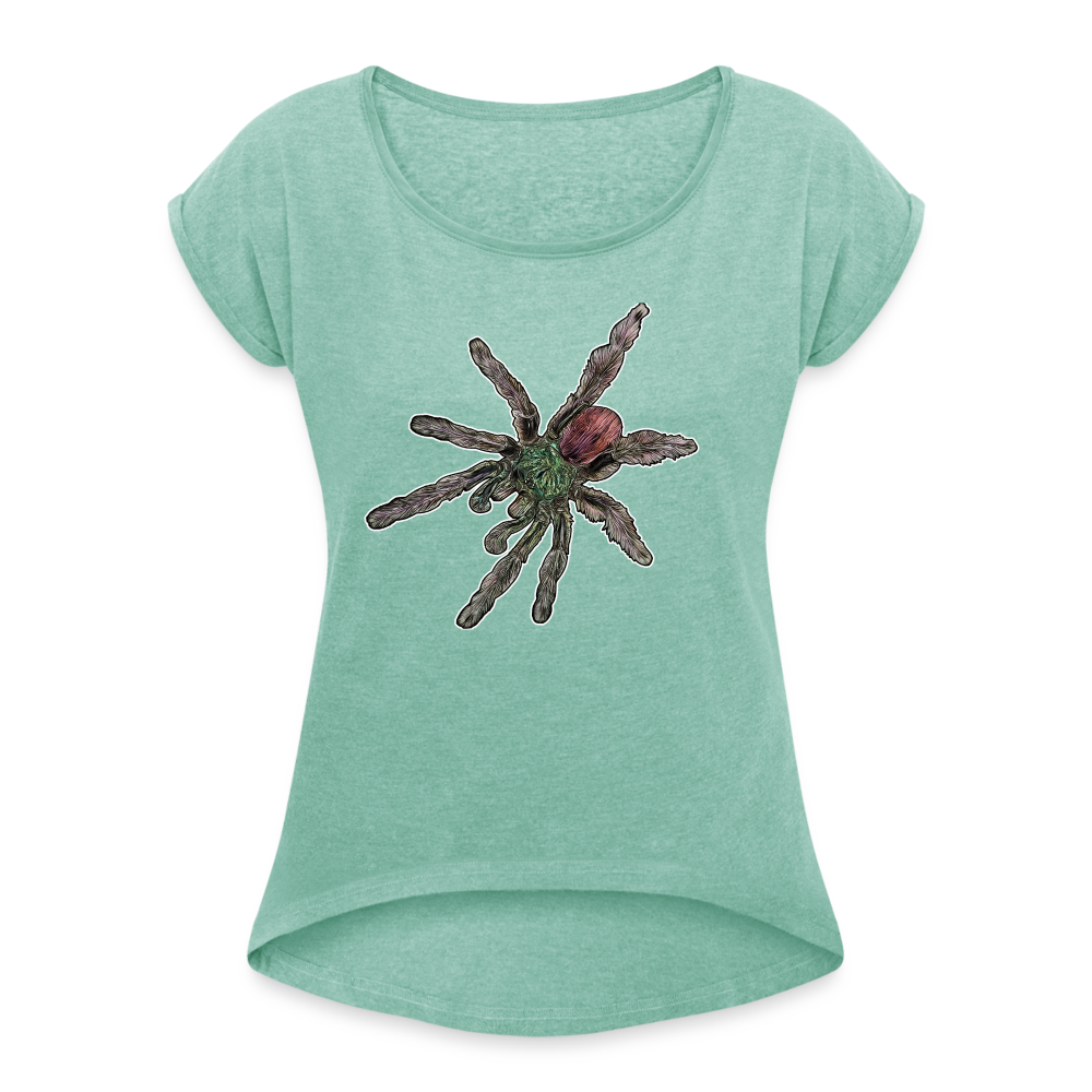 Frauen T-Shirt mit gerollten Ärmeln Caribena versicolor - Minze meliert