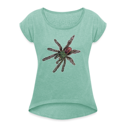 Frauen T-Shirt mit gerollten Ärmeln Caribena versicolor - Minze meliert