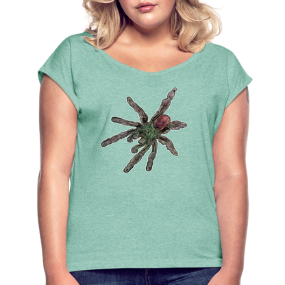 Frauen T-Shirt mit gerollten Ärmeln Caribena versicolor - Minze meliert