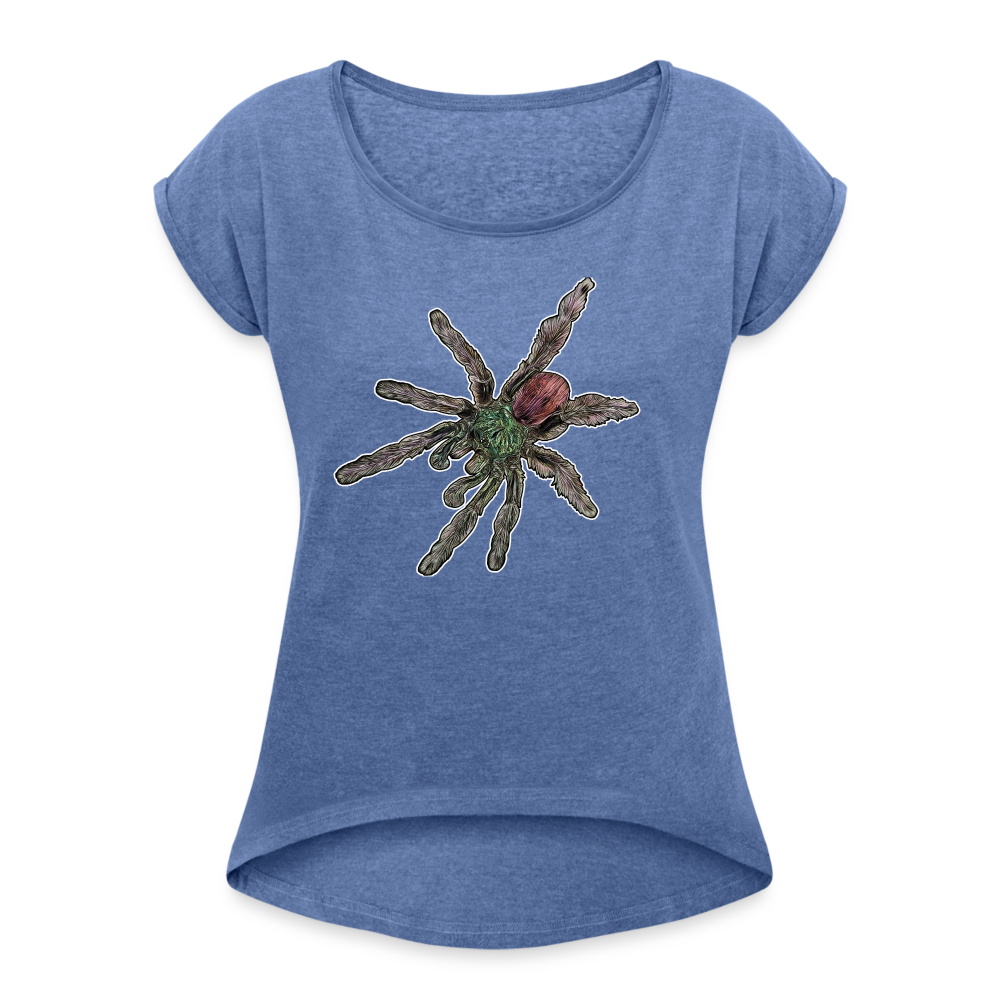 Frauen T-Shirt mit gerollten Ärmeln Caribena versicolor - Denim meliert