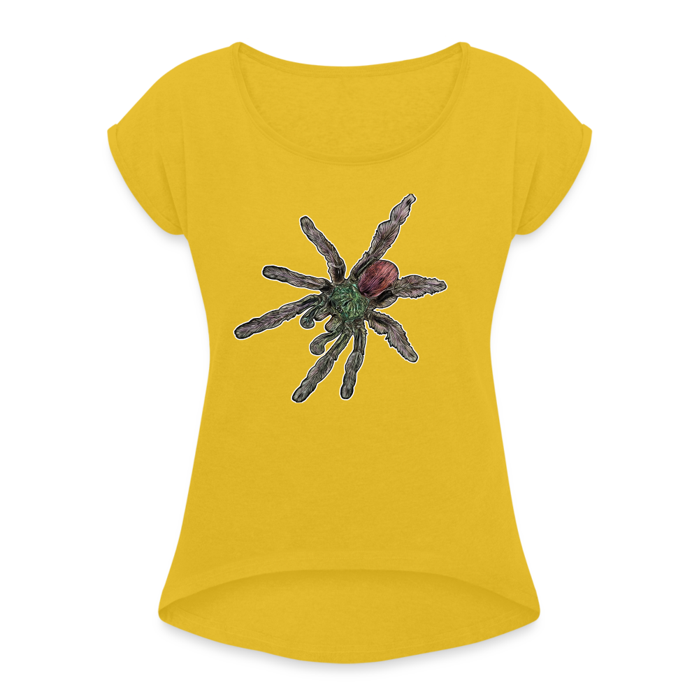 Frauen T-Shirt mit gerollten Ärmeln Caribena versicolor - Senfgelb