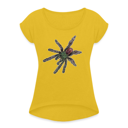 Frauen T-Shirt mit gerollten Ärmeln Caribena versicolor - Senfgelb