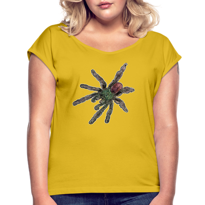 Frauen T-Shirt mit gerollten Ärmeln Caribena versicolor - Senfgelb
