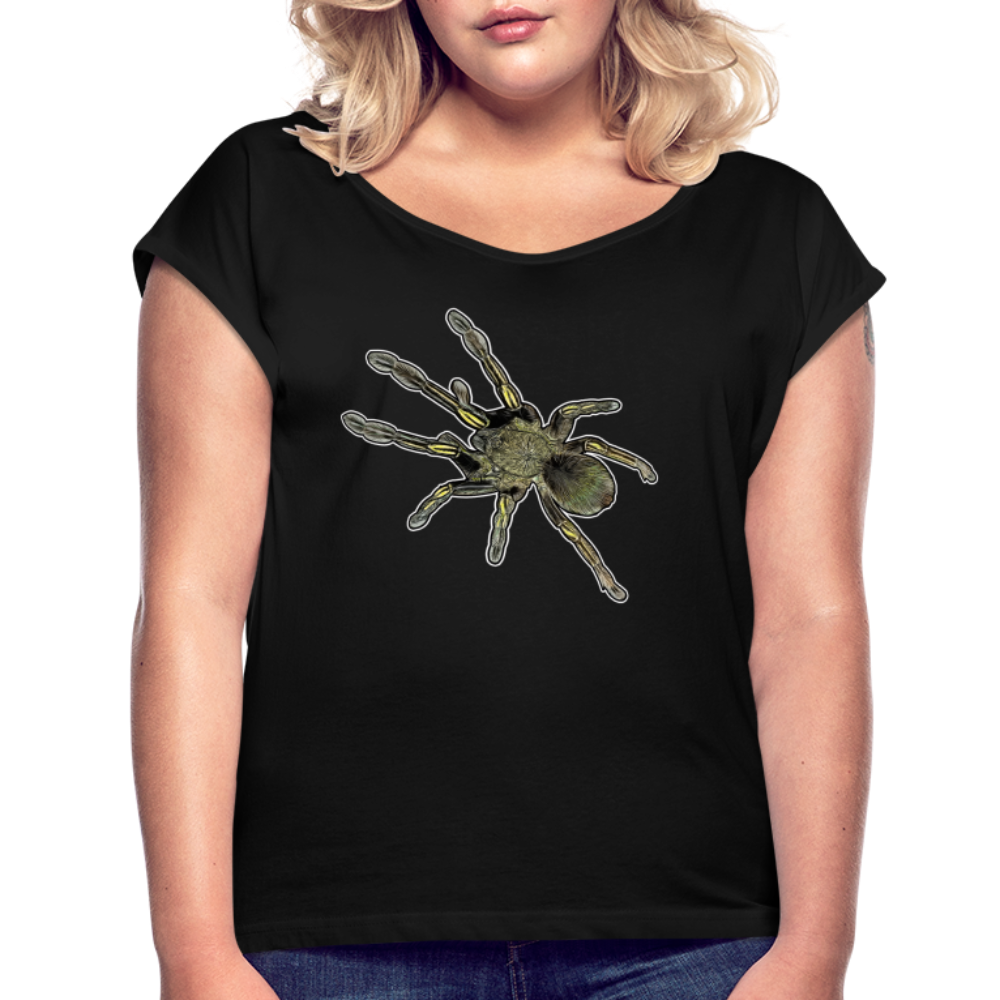 Frauen T-Shirt mit gerollten Ärmeln Ephebopus murinus - Schwarz