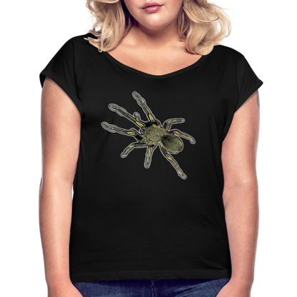 Frauen T-Shirt mit gerollten Ärmeln Ephebopus murinus - Schwarz