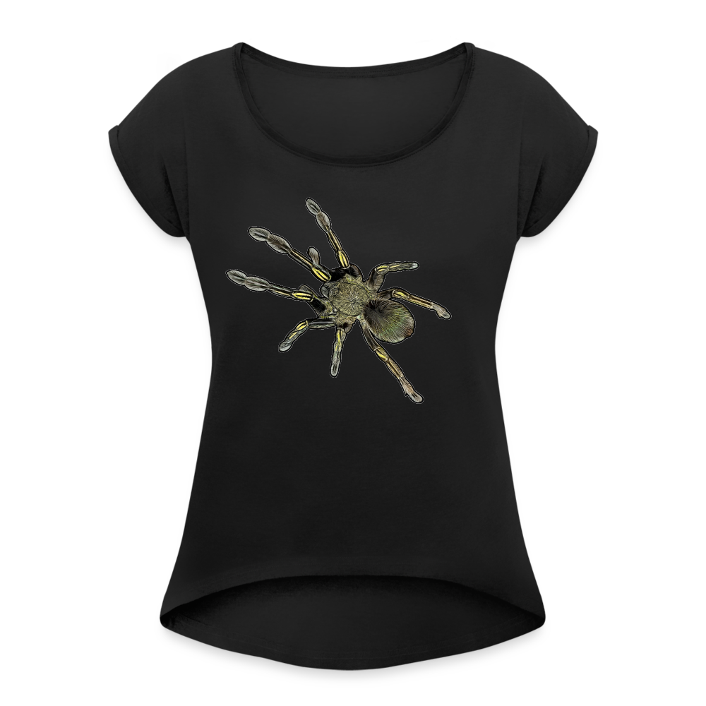 Frauen T-Shirt mit gerollten Ärmeln Ephebopus murinus - Schwarz