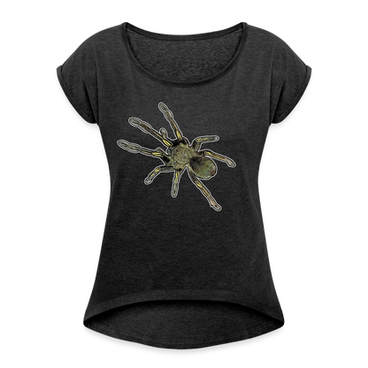 Frauen T-Shirt mit gerollten Ärmeln Ephebopus murinus - Schwarz meliert