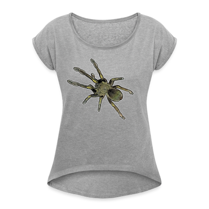 Frauen T-Shirt mit gerollten Ärmeln Ephebopus murinus - Grau meliert