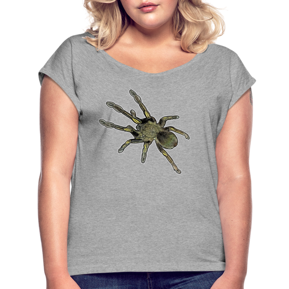 Frauen T-Shirt mit gerollten Ärmeln Ephebopus murinus - Grau meliert