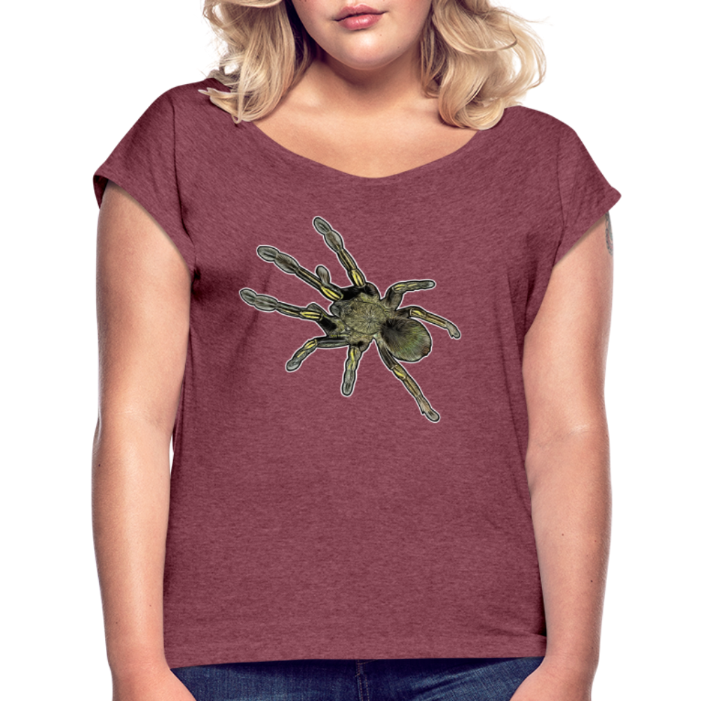 Frauen T-Shirt mit gerollten Ärmeln Ephebopus murinus - Bordeauxrot meliert